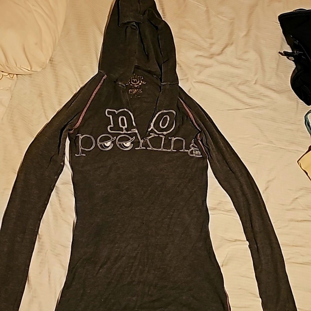 Pink size small hooded long sleeve "no pooking"